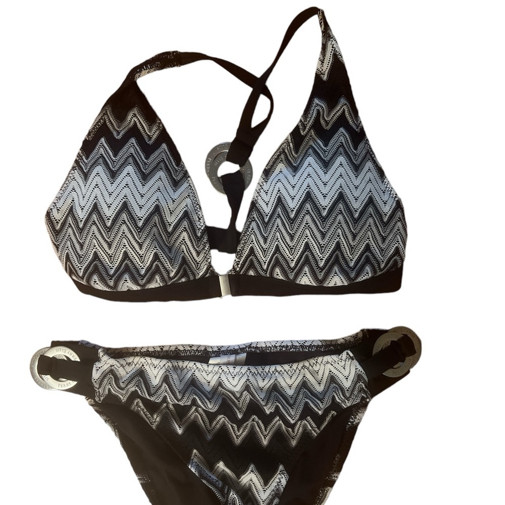 Perry Ellis black and Gray Zig zag Bikini S/M